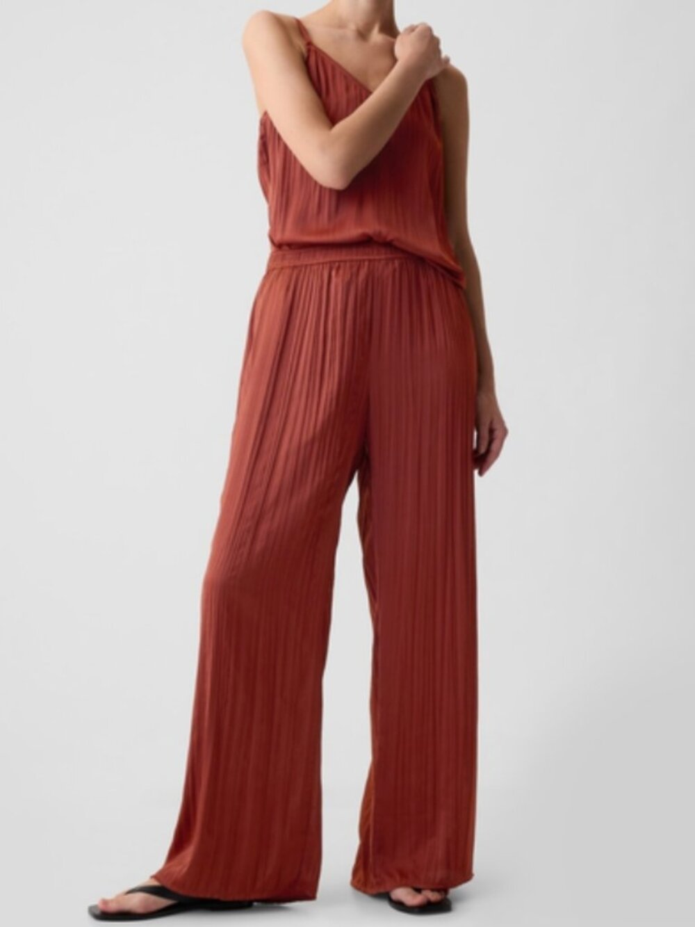 NWT - Gap Crinkle Texture Satin Pants and Camisole Top Set - Petite XS